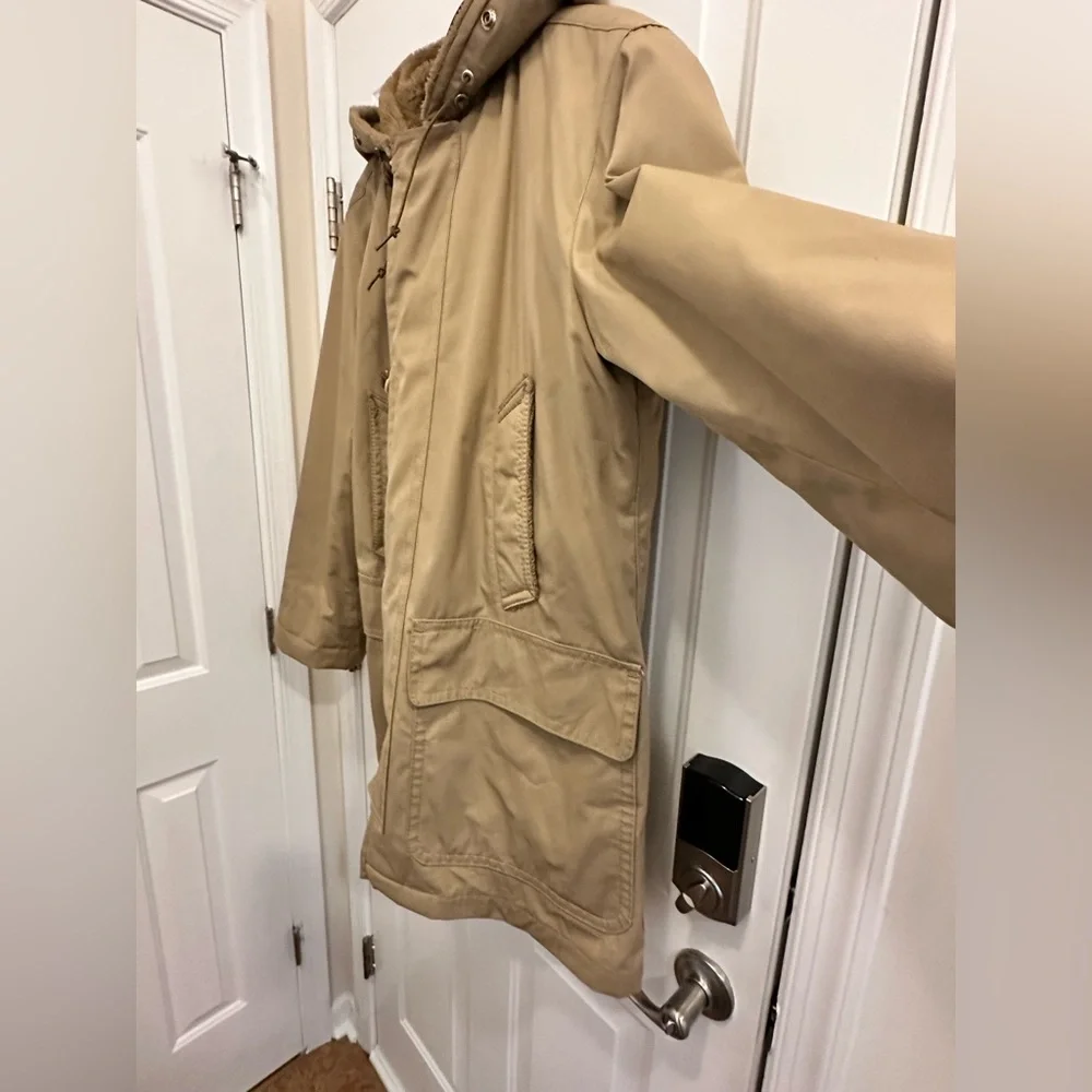 Mighty Mac Coat Jacket Fleece Lined Overcoat with zipped Hood Tan USA Made